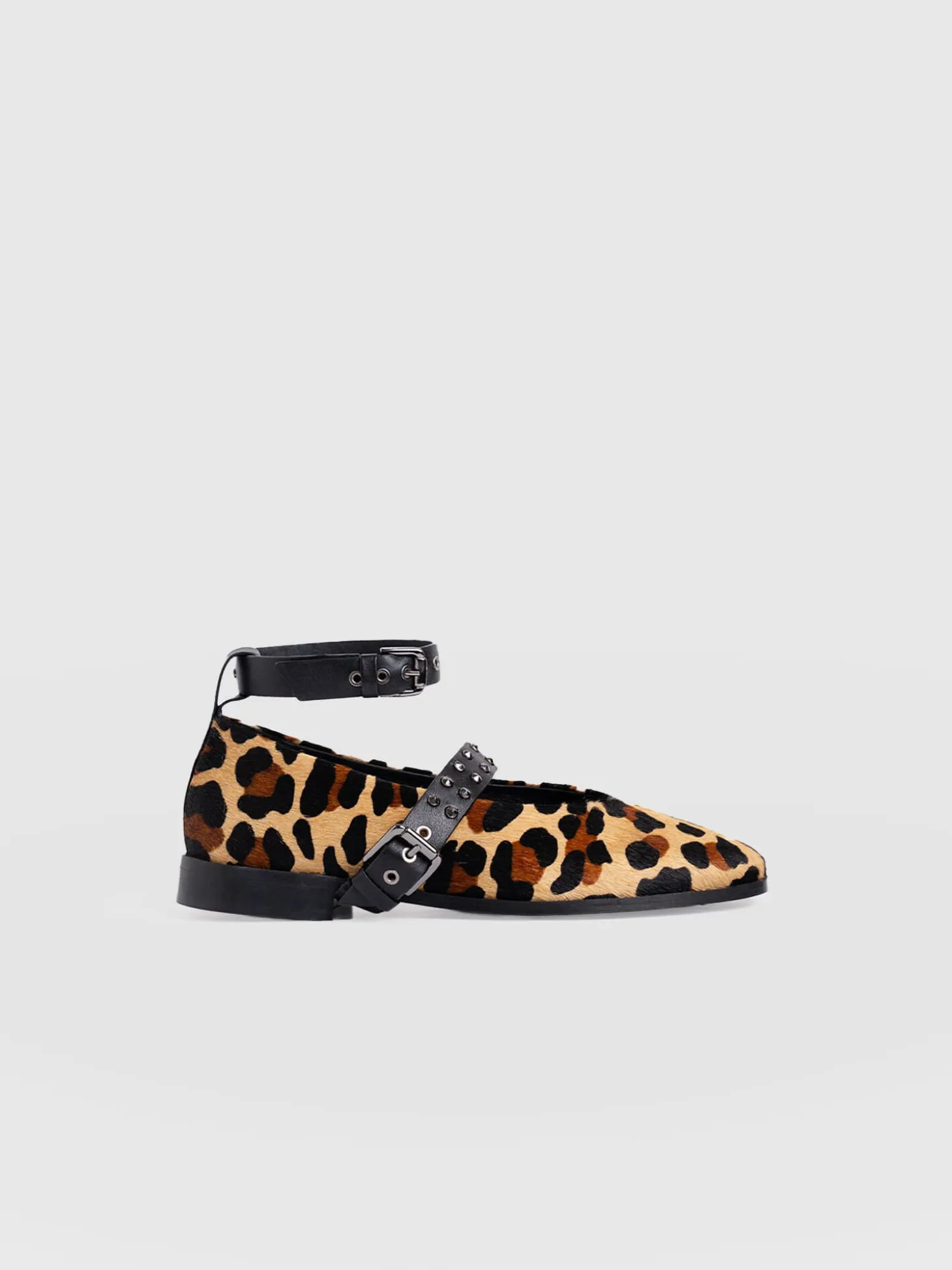 Vega Studded Ballerina Flats - Leopard