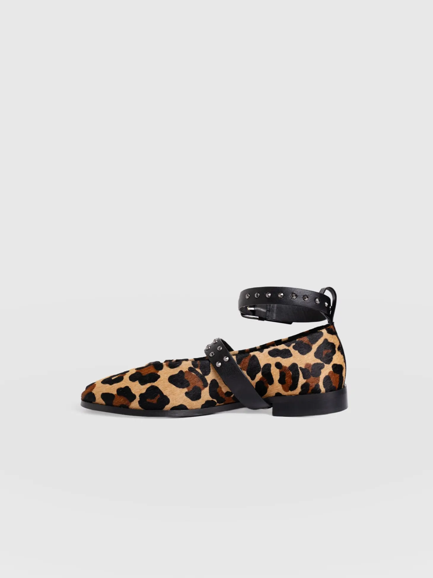 Vega Studded Ballerina Flats - Leopard