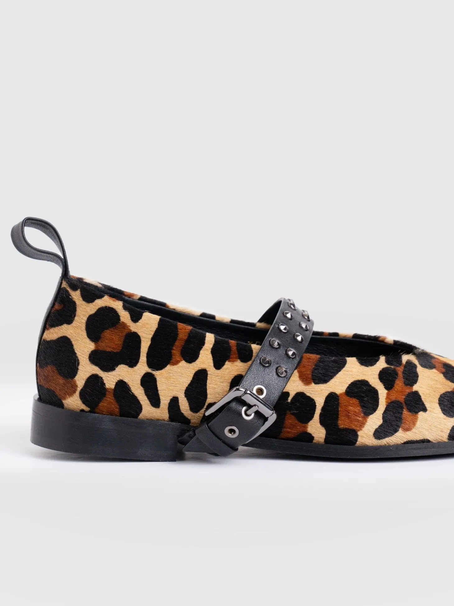 Vega Studded Ballerina Flats - Leopard
