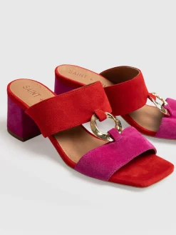 Vivienne Heeled Mules - Pink/Red