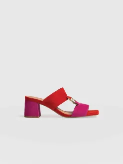 Vivienne Heeled Mules - Pink/Red
