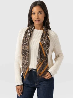 Wren Paisley Scarf - Brown
