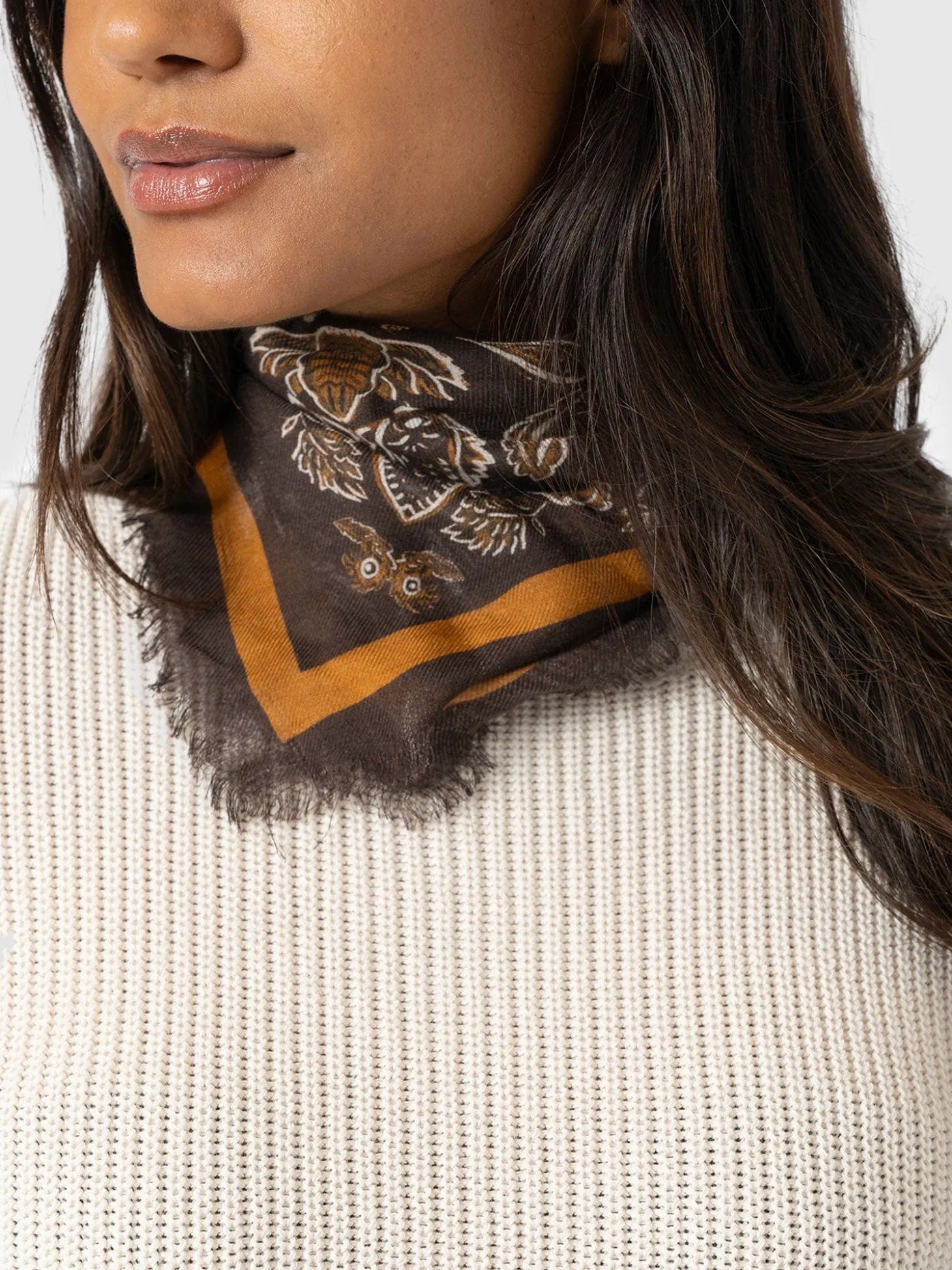 Wren Paisley Scarf - Brown